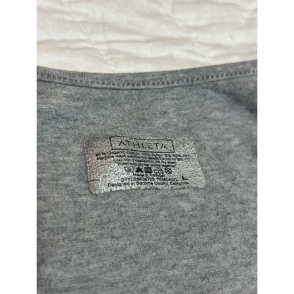 Athleta Tank Top Large Pure Organic Cotton Stretch Ruched Athleisure Gray - Picture 4 of 5